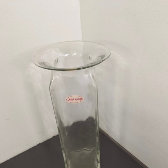 Large 14" Tall Clear Glass Vase made in Italy - Picture 2 of 6